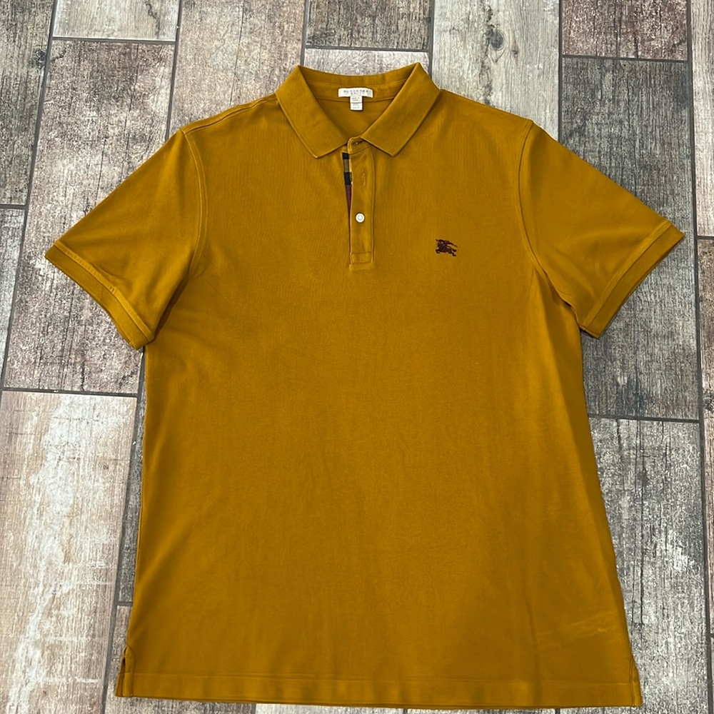 Mustard Yellow Burberry Short Sleeve Polo Shirt men’s size XXL